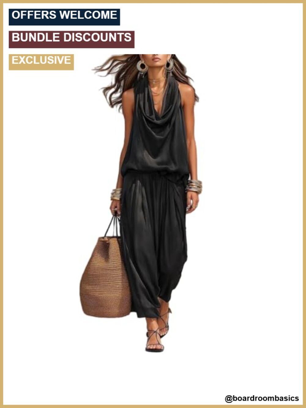 REASERAL 2 Piece Set Sleeveless V Neck Top High Waist Pants Outfit